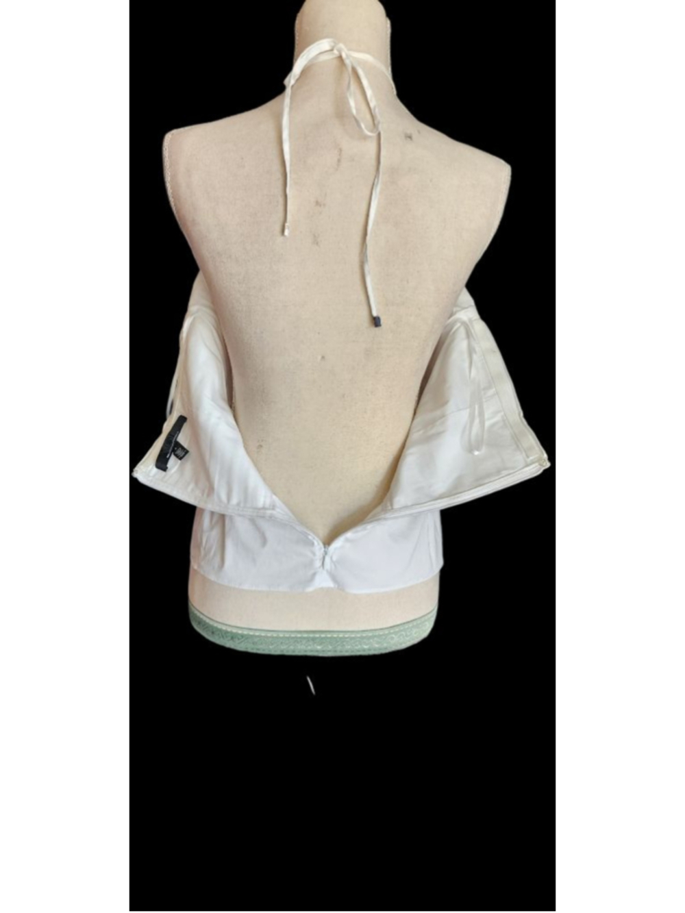White House Black Market White Ruched Halter Peplum Top Size 8 Vintage Y2K - Picture 5 of 9